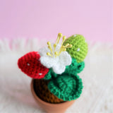 Crochet Mini Potted Plants, Strawberry Car Dashboard Decor, Kawaii Car Accessory for Women, Work from Home Gift, Office Desk Accessories