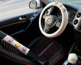 Crochet Gradient Fluffy Flower Steering Wheel Cover, Berber Fleece/Sherpa Swirls Steering Wheel Cover, Winter Car Accessories for Women