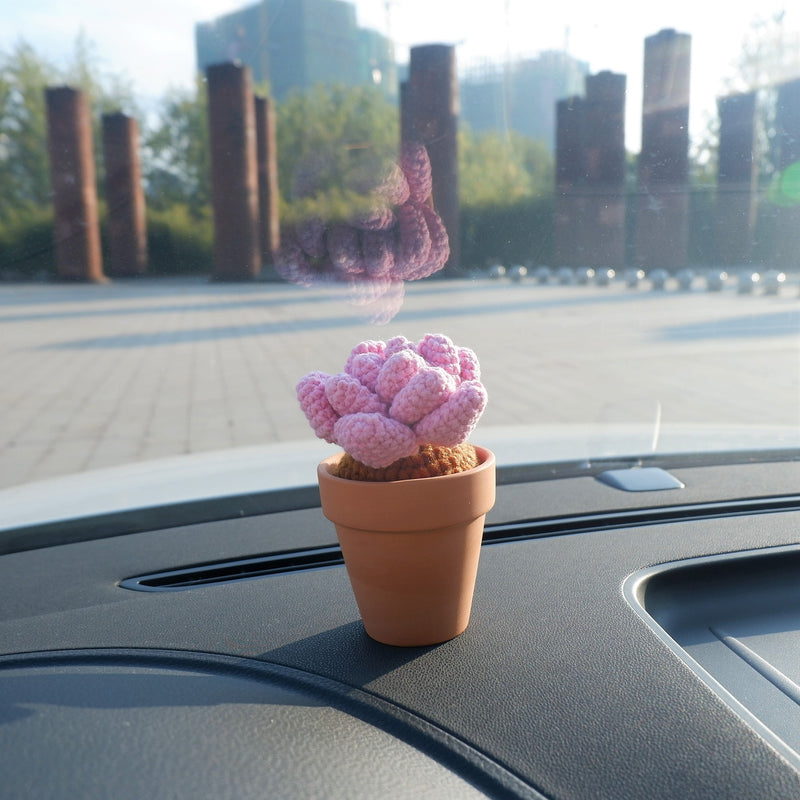 Crochet Potted Plants, Mini Succulents Car Dashboard Decor, Kawaii Car Accessory for Women, Work from Home Gift, Office Desk Accessories