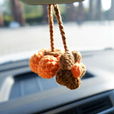 Crochet Pumpkin & Flower Car Hanging Accessories, Kawaii Pumpkin Car Rear View Mirror Hanging Accessory for Women, Car Interior Decor Boho