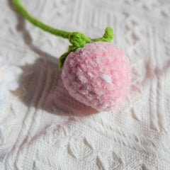 2Pcs Crochet Car Mirror Accessory- Fluffy Strawberry