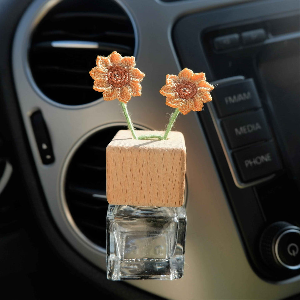Micro flower car vent diffuser bottle with refillable glass bottle