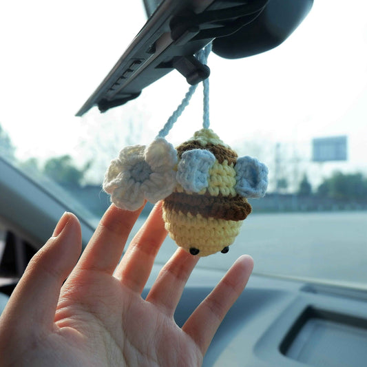 Car Mirror Hanging Accessory- Crochet Bee & Daisy