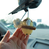 Crochet Bee Car Mirror Hanging Accessory, Car Rear View Mirror Accessories, Kawaii Car Accessories for Women/Teens, Cute Interior Car Decor