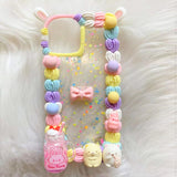 Decoden Phone Case, Bunny/Heart/Dango/Bow Phone Case, Rainbow Cream Border Whip iPhone Case, Phone Case for iPhone 11/12/13, OnePlus, Galaxy