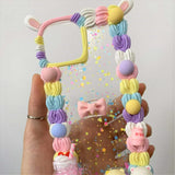 Decoden Phone Case, Bunny/Heart/Dango/Bow Phone Case, Rainbow Cream Border Whip iPhone Case, Phone Case for iPhone 11/12/13, OnePlus, Galaxy