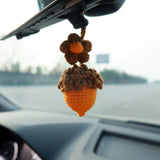 Crochet Acorn & Flower Car Mirror Hanging Accessories, Kawaii Daisy Car Rear View Mirror Accessory for Women, Cute Car Interior Accessory