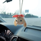 Kawaii Car Mirror Hanging Accessory, Crochet Lop Eared Bunny Car Mirror Accessory, Rear View Mirror Bunny Accessory, Cute Car Accessory