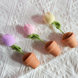 2Pcs Mini Plant Car Accessories, Crochet Tulip/Daisy Potted Car Dashboard Decor, Boho Car Accessories for Women, Car Decoration Interior