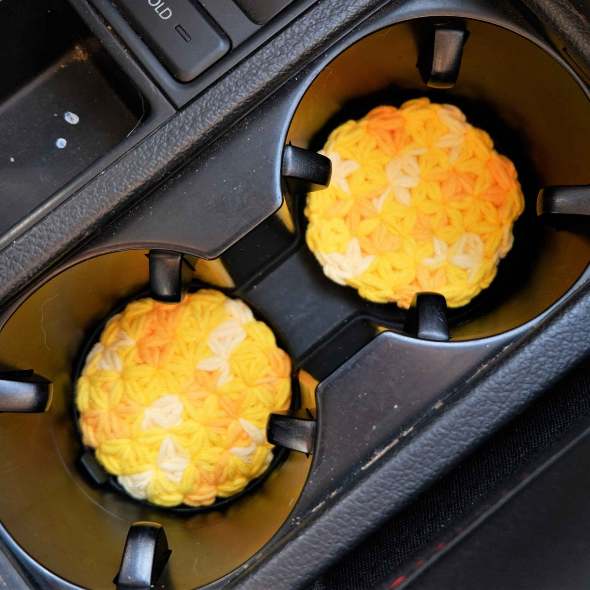 Set of 2 floral car coasters for drinks and cup holder protection