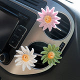 3Pcs Crochet Daisy Car Vent Clips, Car Air Freshener, Cute Gradient Daisy Air Vent Clip, Interior Car Accessory for Women, Car Mask Hanger