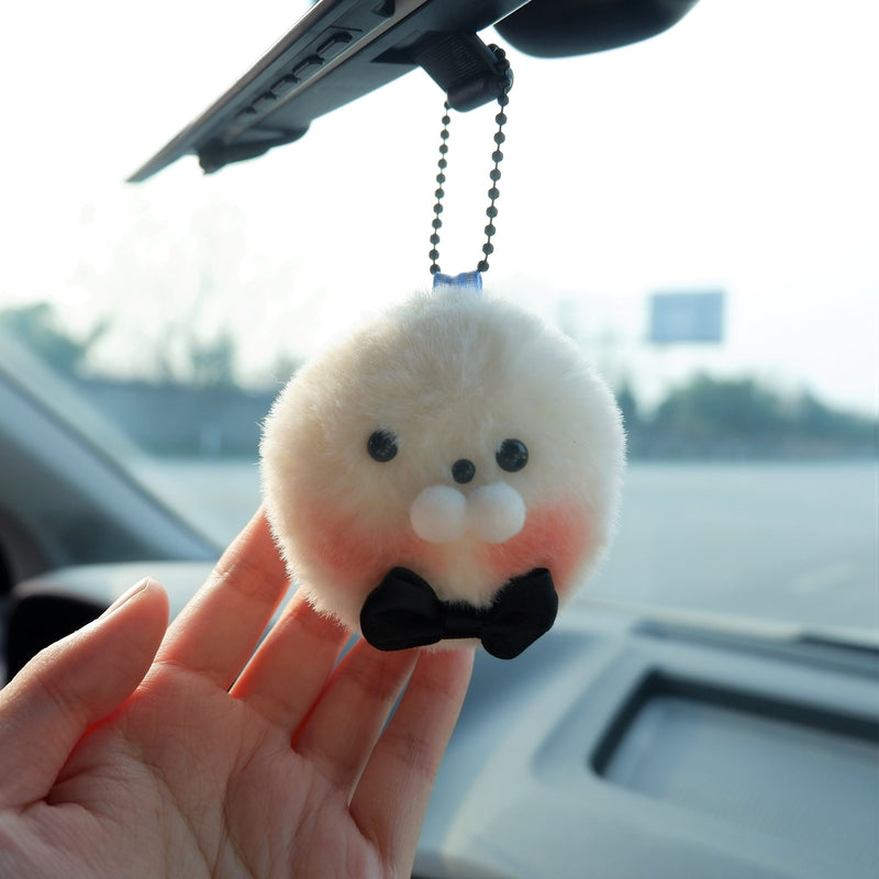 Kawaii Plush Star/Baby Seal Car Mirror Hanging Accessory, Cute Fluffy Car Rear View Mirror Accessories for Women, Cute Car Mirror Charm