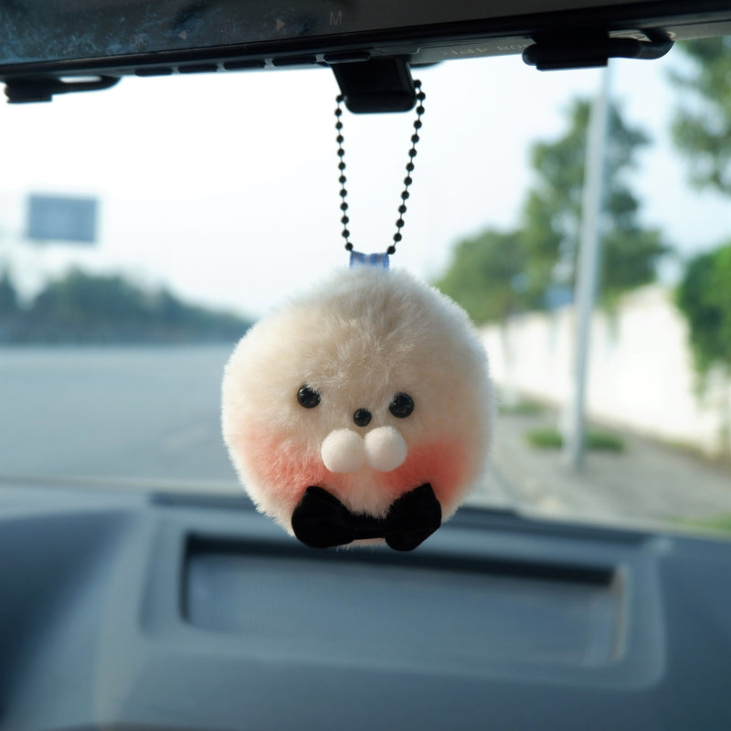 Kawaii Plush Star/Baby Seal Car Mirror Hanging Accessory, Cute Fluffy Car Rear View Mirror Accessories for Women, Cute Car Mirror Charm