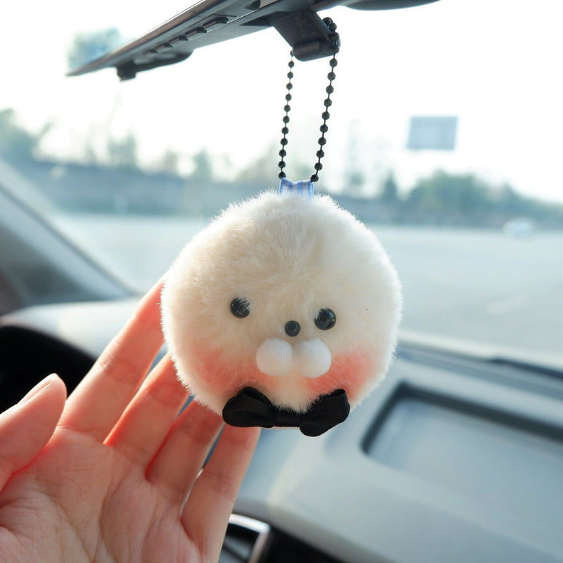 Kawaii Plush Star/Baby Seal Car Mirror Hanging Accessory, Cute Fluffy Car Rear View Mirror Accessories for Women, Cute Car Mirror Charm