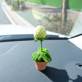 3pcs/2Pcs Mini Strawberry Car Accessories, Crochet Red/Green/Pink Strawberry Car Dashboard Decor, Boho Mini Plant Car Interior Accessory