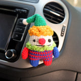 Crochet Clown Car Vent Clips, Cute Rainbow Clown Air Vent Clip, Kawaii Car Air Freshener, Interior Car Accessory for Women, Car Mask Hanger