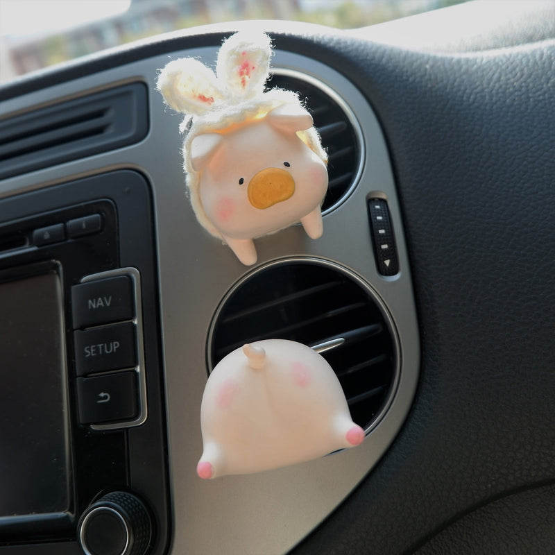 2Pcs Car Air Freshener Vent Clips, Kawaii Piggy With Bunny Ears Car Interior Decor, Cute Car Accessories for Women, Pig Butt Car Vent Clips