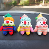 Crochet Clown Car Vent Clips, Cute Rainbow Clown Air Vent Clip, Kawaii Car Air Freshener, Interior Car Accessory for Women, Car Mask Hanger