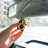 Cute Car Mirror Hanging Accessories, Crochet Fluffy Penguin/Avocado & Daisy Car Rear View Mirror Accessory, Kawaii Car Accessory for Teens