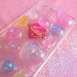 Bling Hearts 3D Phone Case, Resin Phone Case, Cute Glitter iPhone Case, Hearts Phone Case for iPhone XR/11/12/13 Pro Max, OnePlus, Galaxy