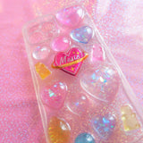 Bling Hearts 3D Phone Case, Resin Phone Case, Cute Glitter iPhone Case, Hearts Phone Case for iPhone XR/11/12/13 Pro Max, OnePlus, Galaxy