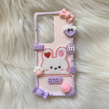 Decoden Phone Case, Bunny & Bear iPhone Case, Kawaii Anime Phone Case, Chenille Patch Phone Case for iPhone X/11/XR/13 Pro, OnePlus, Galaxy