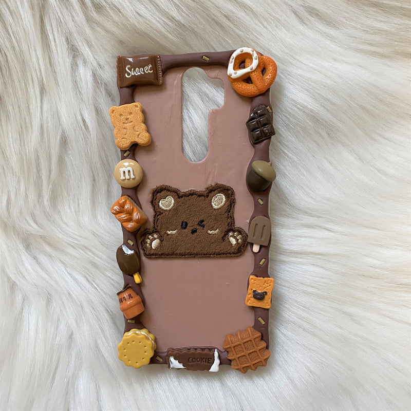 Decoden Phone Case, Bunny & Bear iPhone Case, Kawaii Anime Phone Case, Chenille Patch Phone Case for iPhone X/11/XR/13 Pro, OnePlus, Galaxy