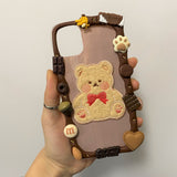 Custom Decoden Phone Case, Bear iPhone Case, Kawaii Anime Phone Case, Chenille Patch Phone Case for iPhone X/11/XR/13 Pro, OnePlus, Galaxy