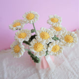 Crochet Daisy Bouquet, Knitted Everlasting Flower, Crochet Floral Arrangements, White Daisy Bunch, Mothers Day Gift, Office Decor