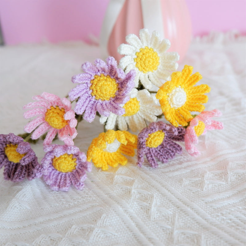 Crochet Daisy Bouquet, Rainbow Daisy Bunch, Crochet Floral Arrangement, Knitted Everlasting Flower, Office Decor, Gift for Her, Mothers Day