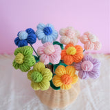 Crochet Fluffy Flower Bouquet, Rainbow Flower Bunch, Crochet Floral Arrangements, Knitted Everlasting Flower, Housewarming Gifts