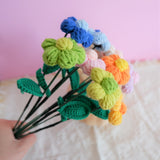 Crochet Fluffy Flower Bouquet, Rainbow Flower Bunch, Crochet Floral Arrangements, Knitted Everlasting Flower, Housewarming Gifts