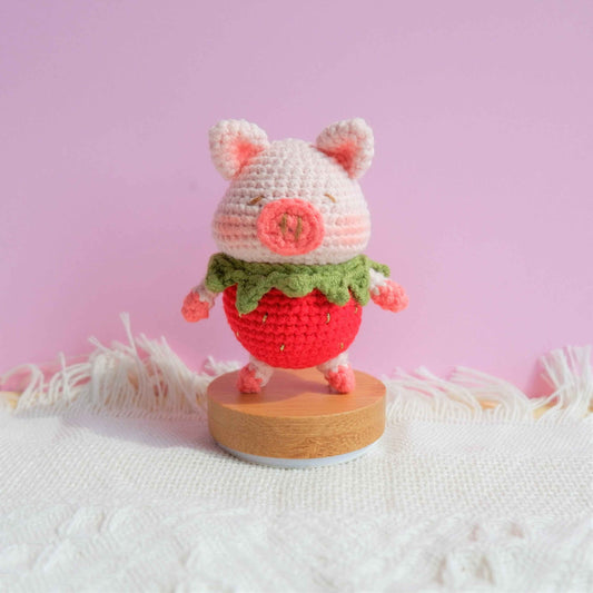 Crochet Car Dashboard Decor- Strawberry Piggy