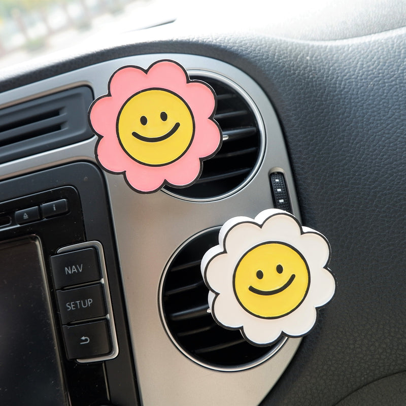 2Pcs/3Pcs Car Vent Clips Air Freshener, Chunky Smiley Sunflowers Car Vent Clips, Cute Car Interior Accessories for Women, Car Decor Boho