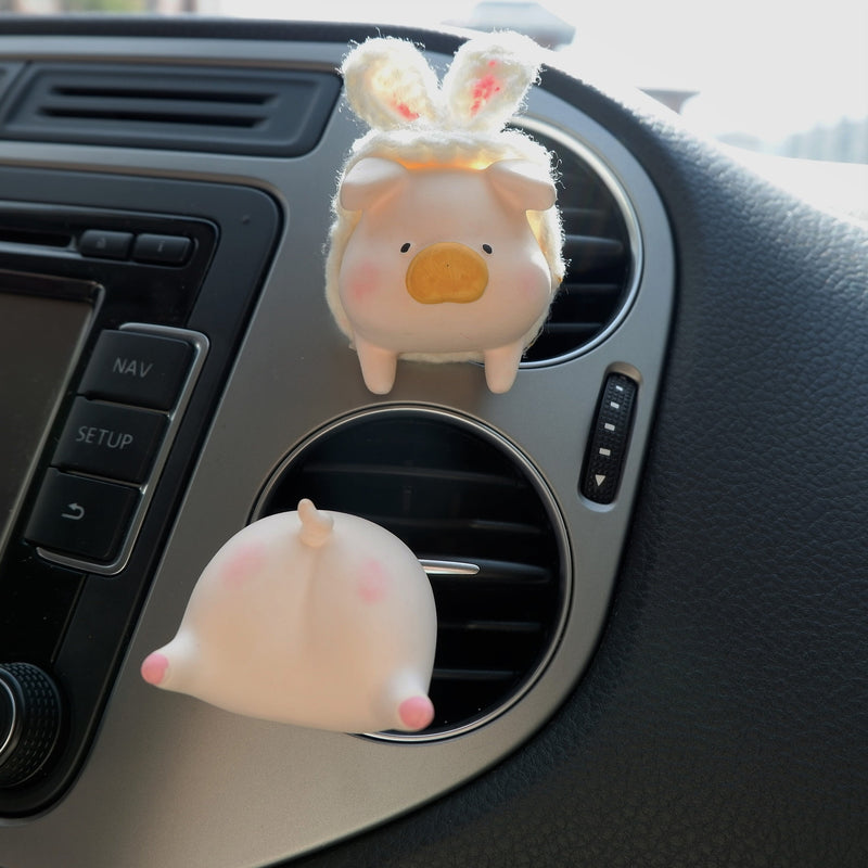 2Pcs Car Air Freshener Vent Clips, Kawaii Piggy With Bunny Ears Car Interior Decor, Cute Car Accessories for Women, Pig Butt Car Vent Clips