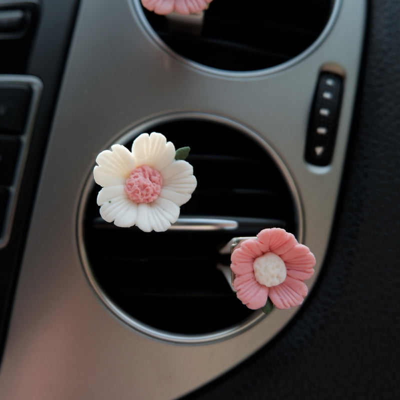 4pcs Car Vent Clips, Clay Flower Car Accessories, Cherry Blossom Car Air Vent Clip, Cute Car Accessory for Women, Flower Magnets for Fridge