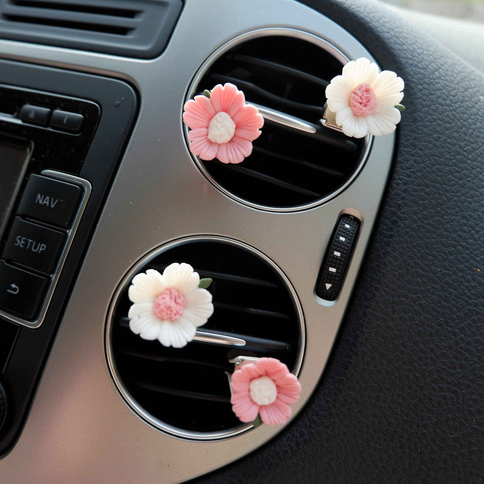 Cherry blossom clay car vent clips for kawaii car decor