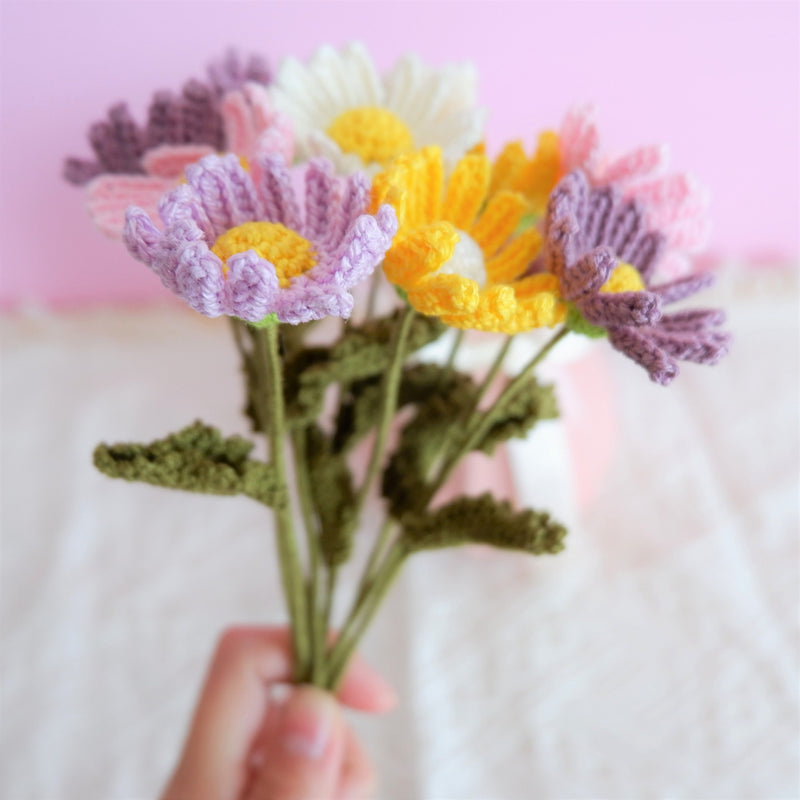 Crochet Daisy Bouquet, Rainbow Daisy Bunch, Crochet Floral Arrangement, Knitted Everlasting Flower, Office Decor, Gift for Her, Mothers Day