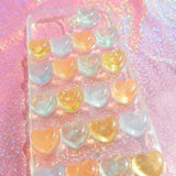 Glitter Resin Phone Case, Sparkle Phone Case, Bling 3D Phone Case, Rainbow Hearts Phone Case for iPhone XR/11/12/13 Pro Max, OnePlus, Galaxy