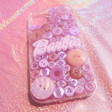 Resin Button Phone Case, Purple Barbie Phone Case, Handmade 3D Phone Case, Cute Phone Case for iPhone XR/11/12/13 Pro Max, OnePlus, Galaxy