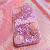 Resin Button Phone Case, Purple Barbie Phone Case, Handmade 3D Phone Case, Cute Phone Case for iPhone XR/11/12/13 Pro Max, OnePlus, Galaxy