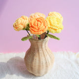 Crochet Roses Bouquet, Champagne Rose Bunch, Crochet Floral Arrangement in Vase, Knitted Everlasting Flower, Gift for Her, Mothers Day Gift