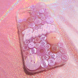 Resin Button Phone Case, Purple Barbie Phone Case, Handmade 3D Phone Case, Cute Phone Case for iPhone XR/11/12/13 Pro Max, OnePlus, Galaxy