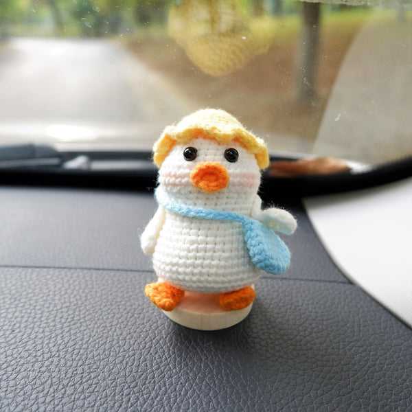 Cute Car Dashboard Decor, Crochet Duck Mailman Car Accessories, Kawaii Interior Car Dashboard Accessories for Women/Teens, Gift for Her