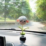 Crochet Animals Car Dashboard Decor, Cute Bobblehead Lion/Bunny/Deer/Sheep Car Interior Accessory for Women/Teens, Boho Car Air Freshener