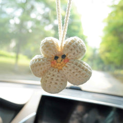 Car Mirror Hanging Accessories- Smiley Waffle Flower