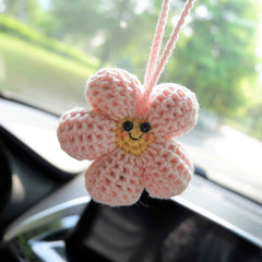 Car Mirror Hanging Accessories- Smiley Waffle Flower
