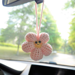 Car Mirror Hanging Accessories- Smiley Waffle Flower