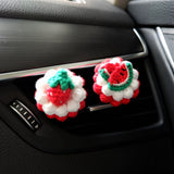 Crochet Fruit Pie Car Vent Clips Air Freshener, Strawberry/Watermelon/Grape Pie Air Vent Clip, Cute Interior Car Accessory, Car Mask Hanger