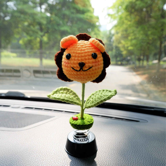 Crochet Bobblehead Car Dashboard Decor- Lion/Bunny/Deer/Sheep